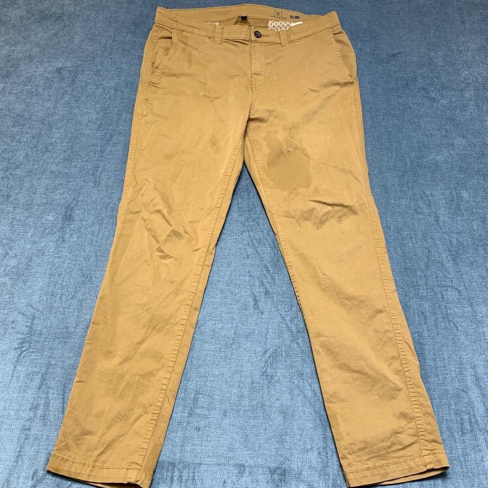 George Chino Pants Mens 32x30 Dark Brown Canvas Outdoor Slim Fit Straight Leg